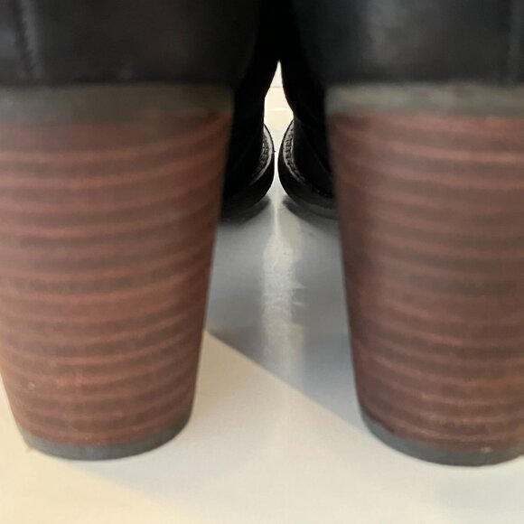 Sam‎ Edelman Morgan Black Nubuck Leather Ankle Boots Stacked Block Heel Size 11 - Picture 7 of 10